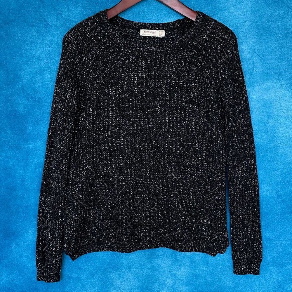 Faded Glory Black & Silver Crew-Neck Sweater, M (8-10)
